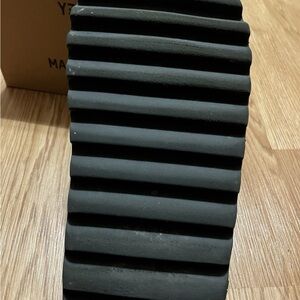 Ribbed Black Slide Sandals